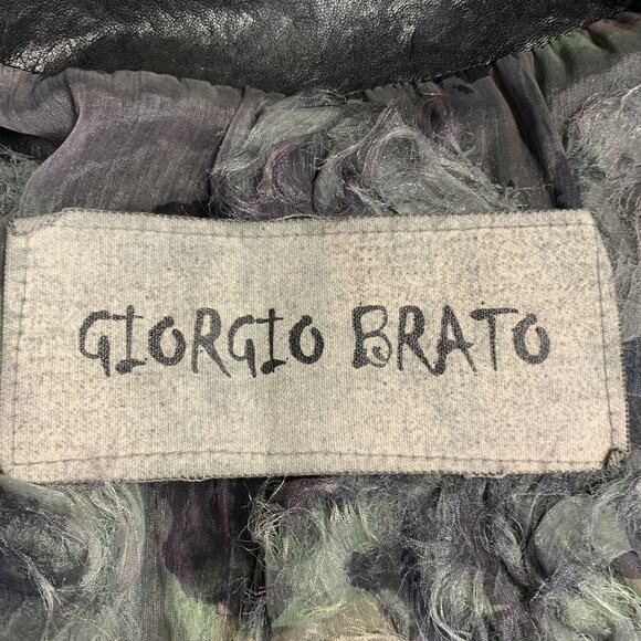 GIORGIO BRATO Size 6 Black Leather Double Breasted Belted Longline Vest - Picture 6 of 9